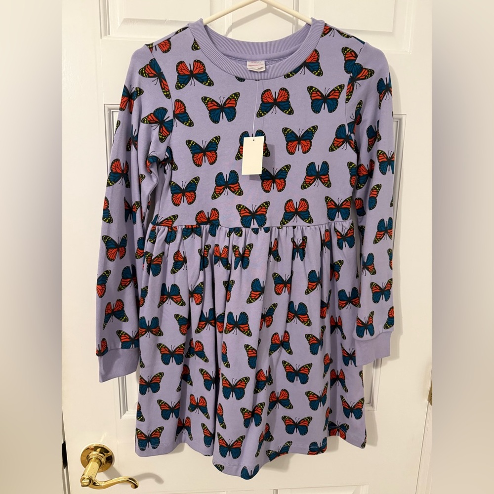 HANNA ANDERSSON Butterfly Sweater Dress French Terry Knit Size 10 (140) NWT